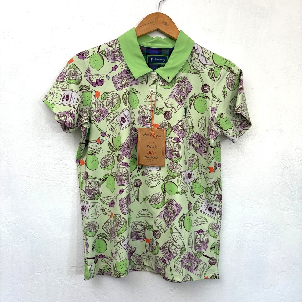 William Murray Titos Vodka Polo Women Size Large Lime Green Short Sleeve New